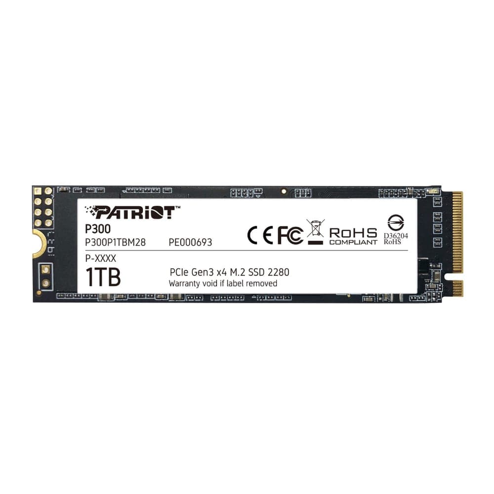 SSD M.2 1TB Patriot P300 - NVMe - Leitura 2100Mb/s - Gravação 1650MB/s - P300P1TBM28