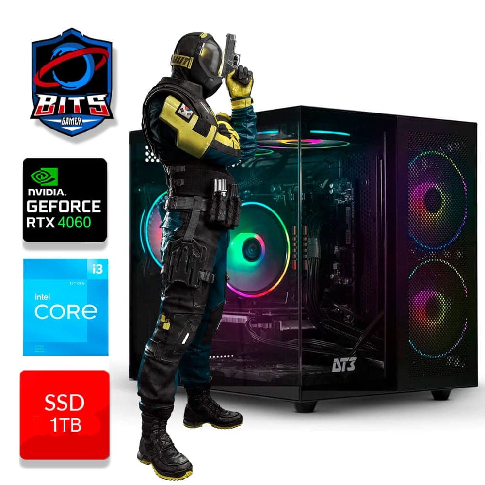 PC Gamer Bits 2025 - Intel i3 14100F, 16GB, SSD 1TB NVMe, Video GeForce RTX 4060 8GB, Windows 11 Professional