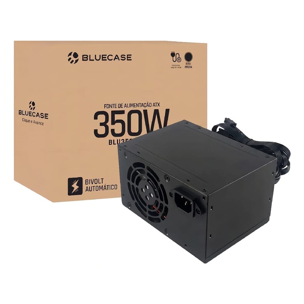 Fonte 350W Bluecase BLU350-ATPS3 - ATX PS3 - Bivolt - com Cabo de Força - BLU350-ATPS3BX