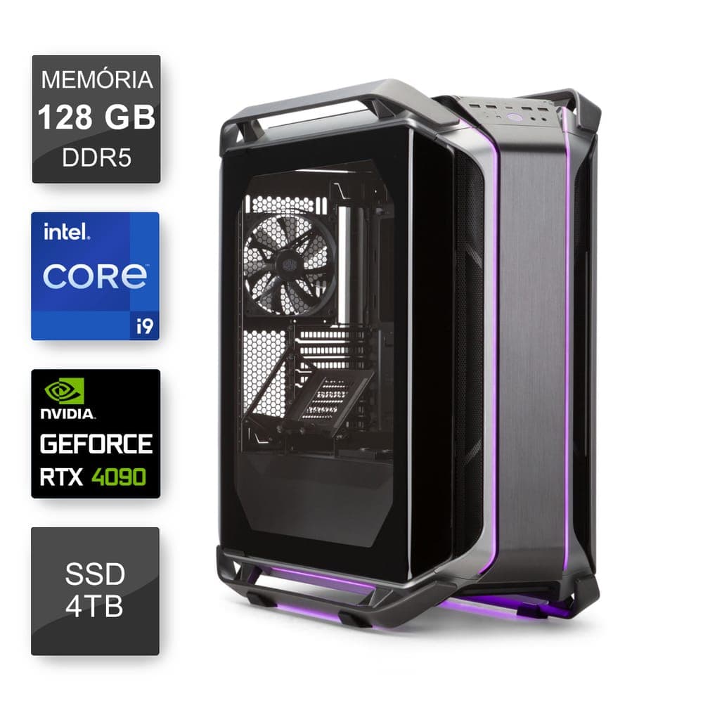 PC Gamer Bits Overkill - Intel i9 14900F, 128GB, SSD 4TB, Video GeForce RTX 4090, Windows 11