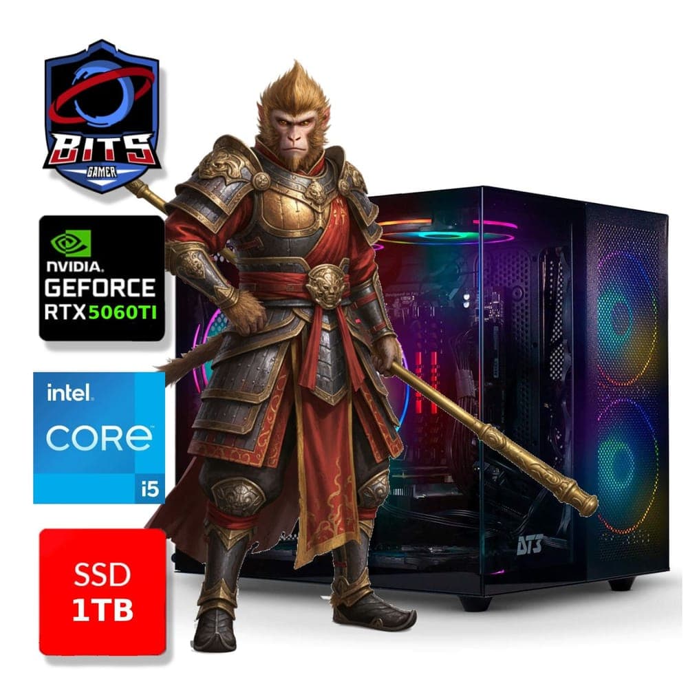 PC Gamer Bits 2026 - Intel i5 12400F, 16GB, SSD 1TB NVMe, GeForce RTX 5060 Ti 8GB - Windows 11 Professional