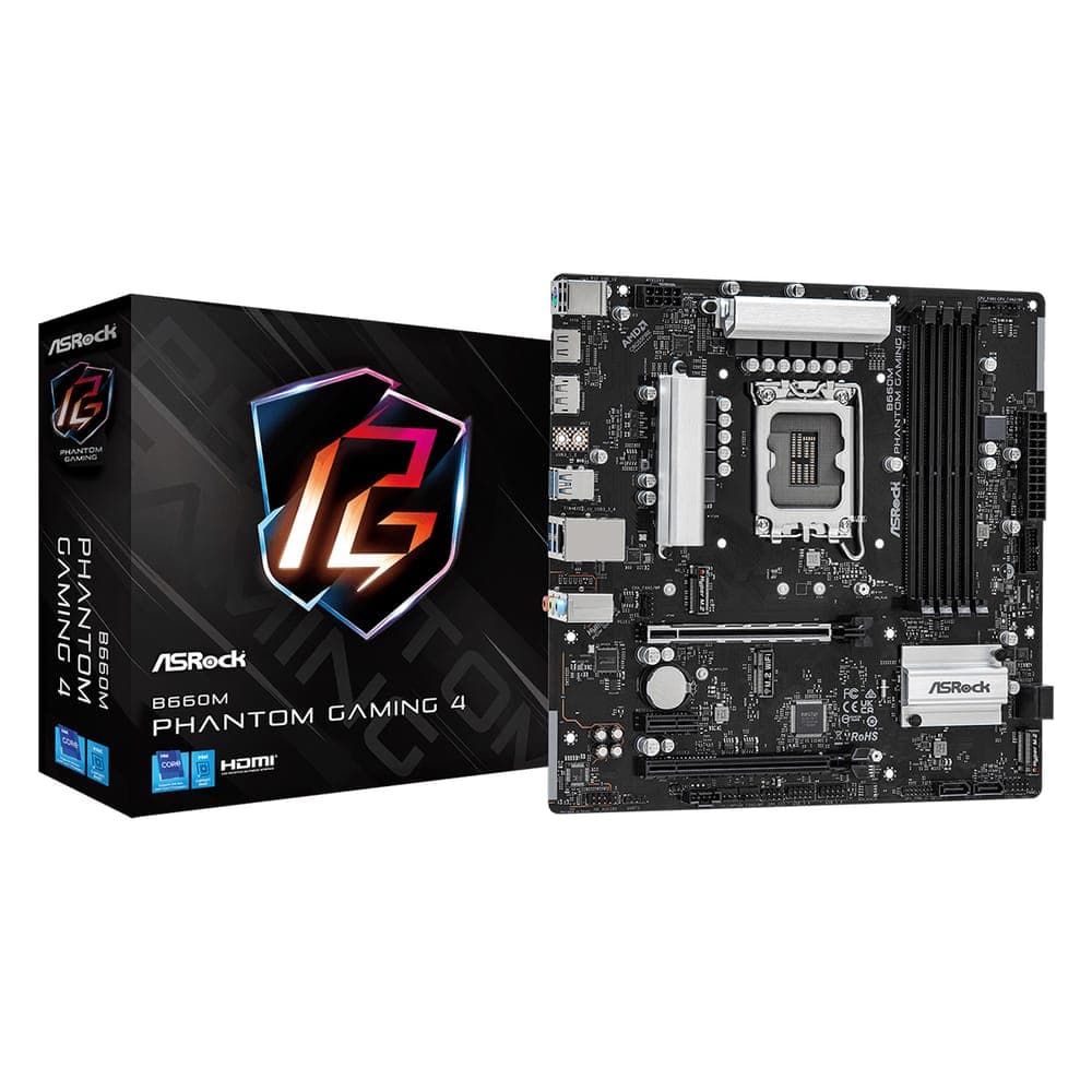 Placa Mãe ASRock B660M Phantom Gaming 4 - (LGA 1700 DDR4 5333 O.C) - Chipset B660 + Windows 11 Professional