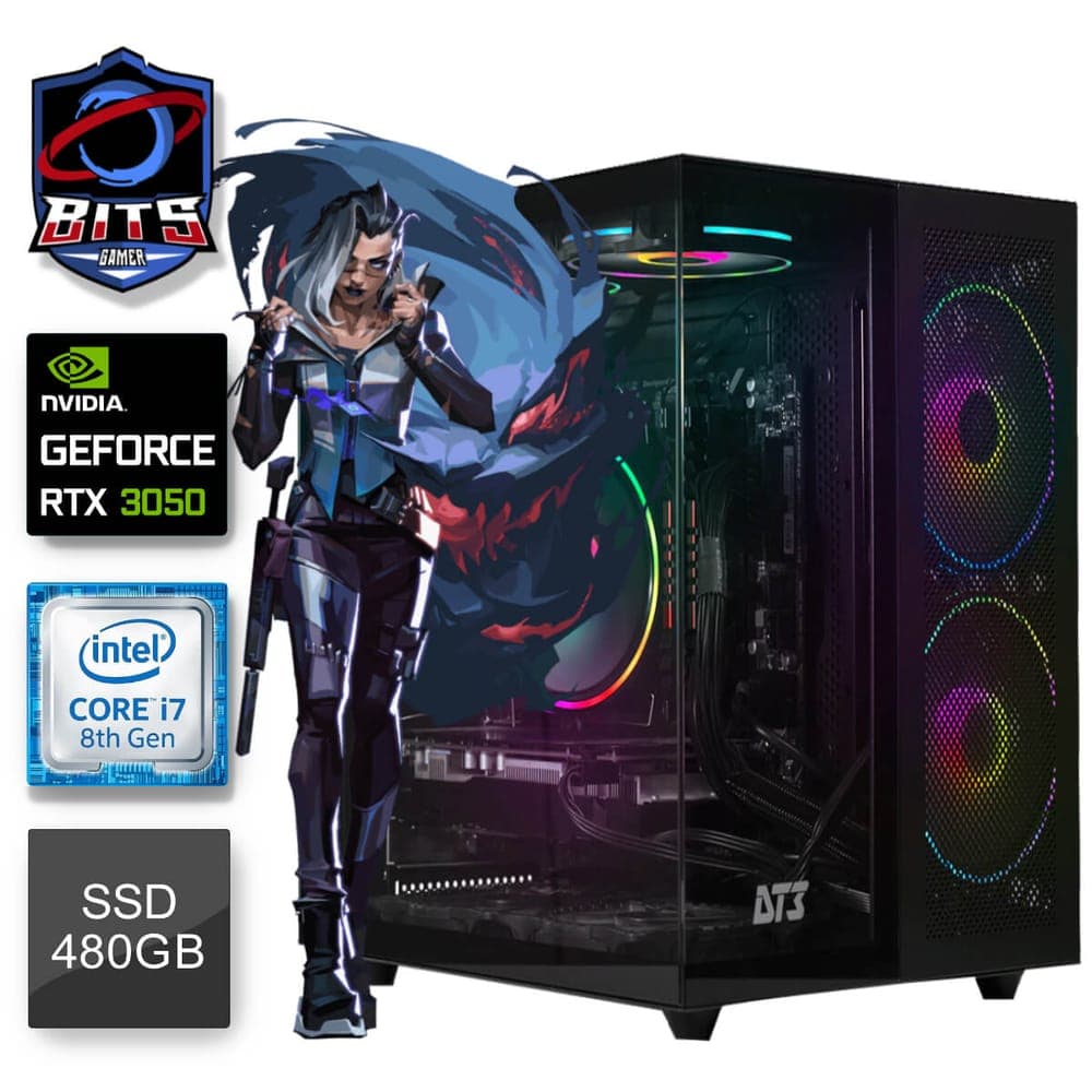 PC Gamer Bits 2025 - Intel i7 8700, 16GB, SSD 480GB, Vídeo GeForce RTX 3050, Windows 11