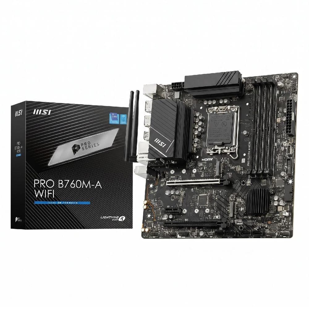 Placa Mãe MSI PRO B760M-A WIFI (LGA 1700 - DDR5 6800+) - Chipset Intel B760 - USB 3.2 - Slot M.2 - Micro ATX