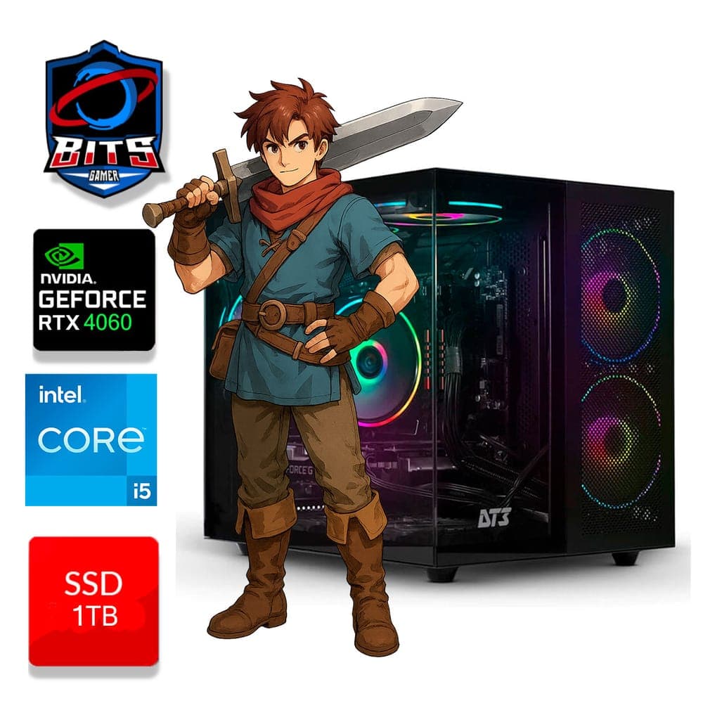 PC Gamer Bits 2025 - Intel i5 12400F, 16GB, SSD 1TB NVMe, Video GeForce RTX 4060 8GB, Windows 11 Professional