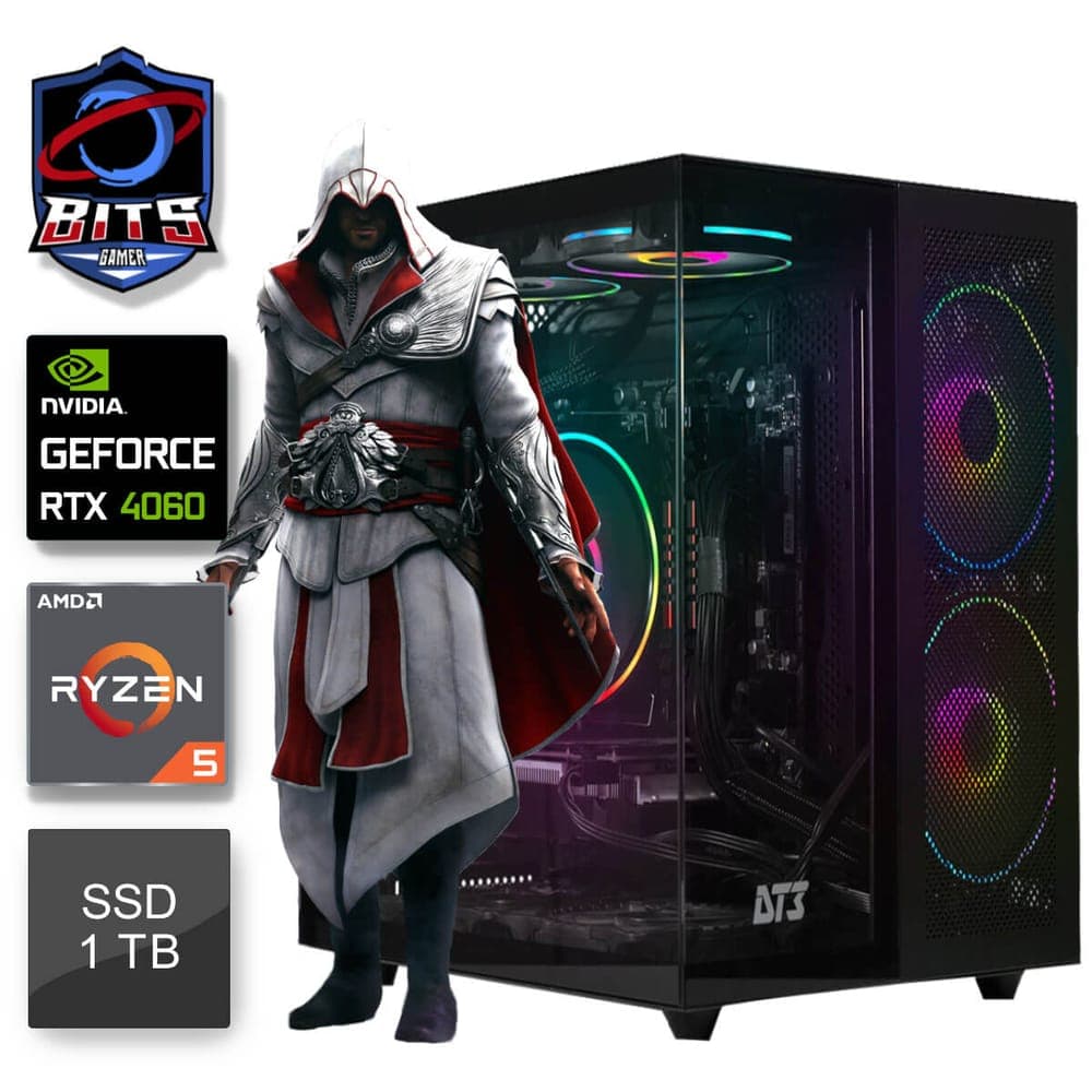PC Gamer Bits 2025 - Ryzen 5 8400F, 16GB, SSD 1TB, Video Geforce RTX 4060, Windows 11