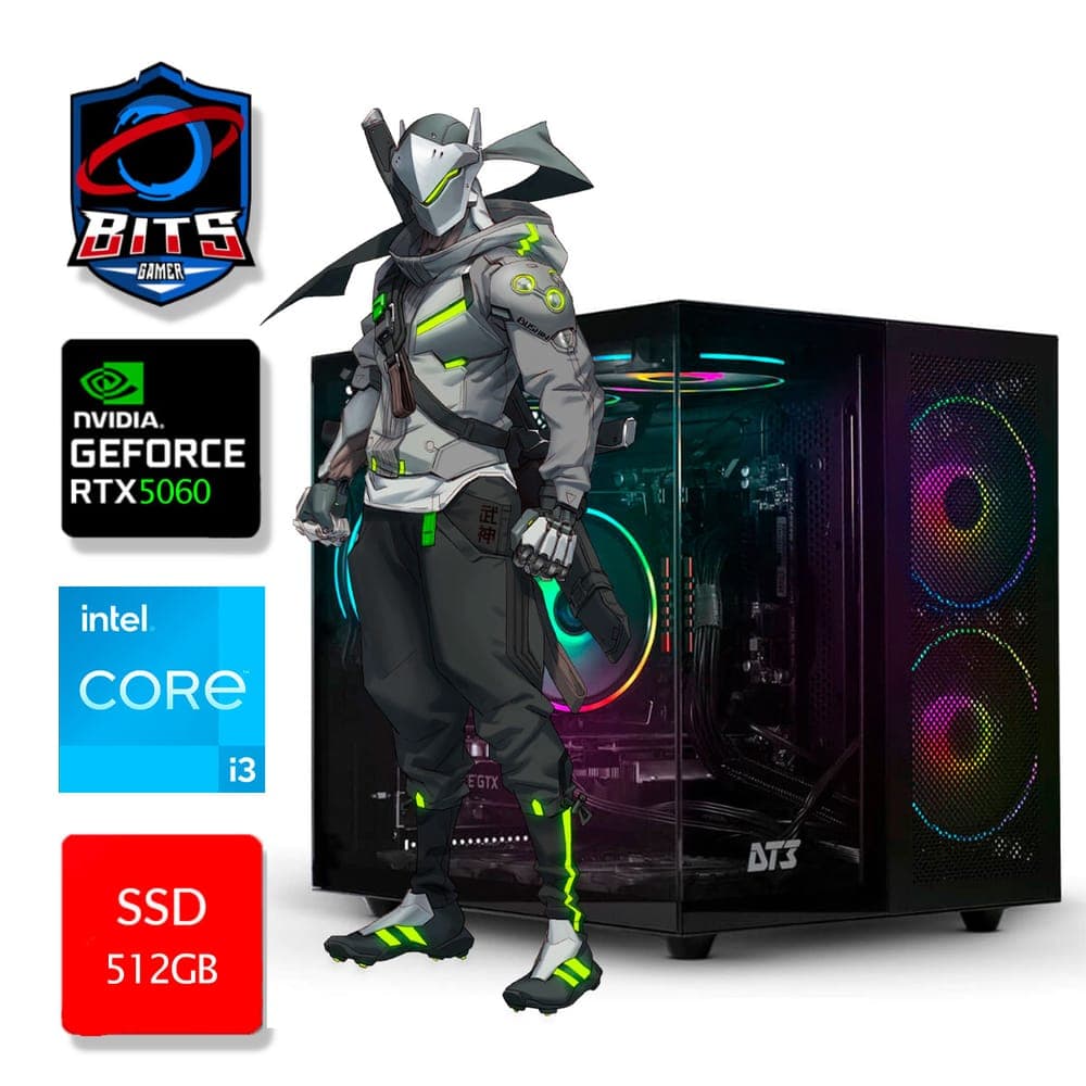 PC Gamer Bits 2026 - Intel i3 14100F, 16GB, SSD 512GB NVMe, GeForce RTX 5060 8GB, Windows 11 Professional