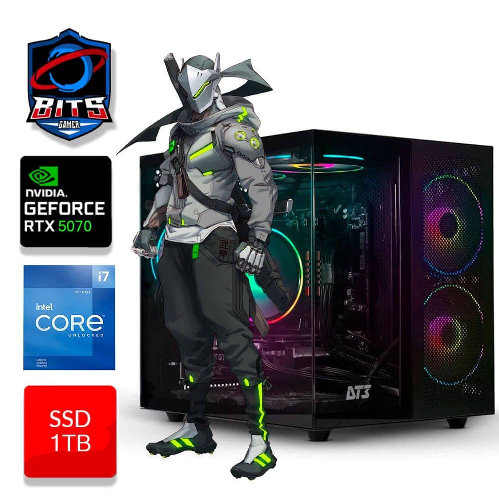 PC Gamer Bits 2025 - Intel i7 12700KF, 16GB, SSD 1TB NVMe, Video GeForce RTX 5070 12GB, Windows 11 Professional