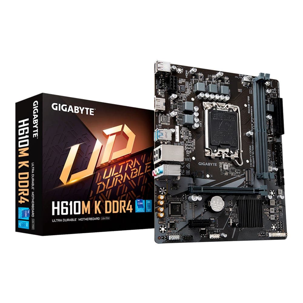 Placa Mãe Gigabyte H610M-K DDR4 (LGA 1700 - DDR4 3200) - Chipset H610 - USB 3.2 - PCIe 4.0 - Slot M.2 - Micro ATX