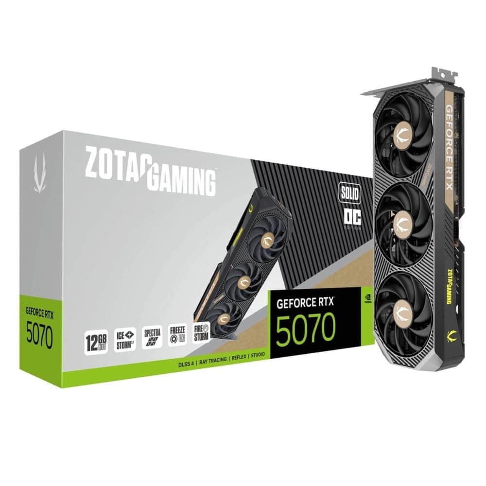 Placa de Vídeo GeForce RTX 5070 12GB GDDR7 192bits - Solid OC - DLSS 4 - Ray Tracing - Zotac Gaming ZT-B50700J-10P