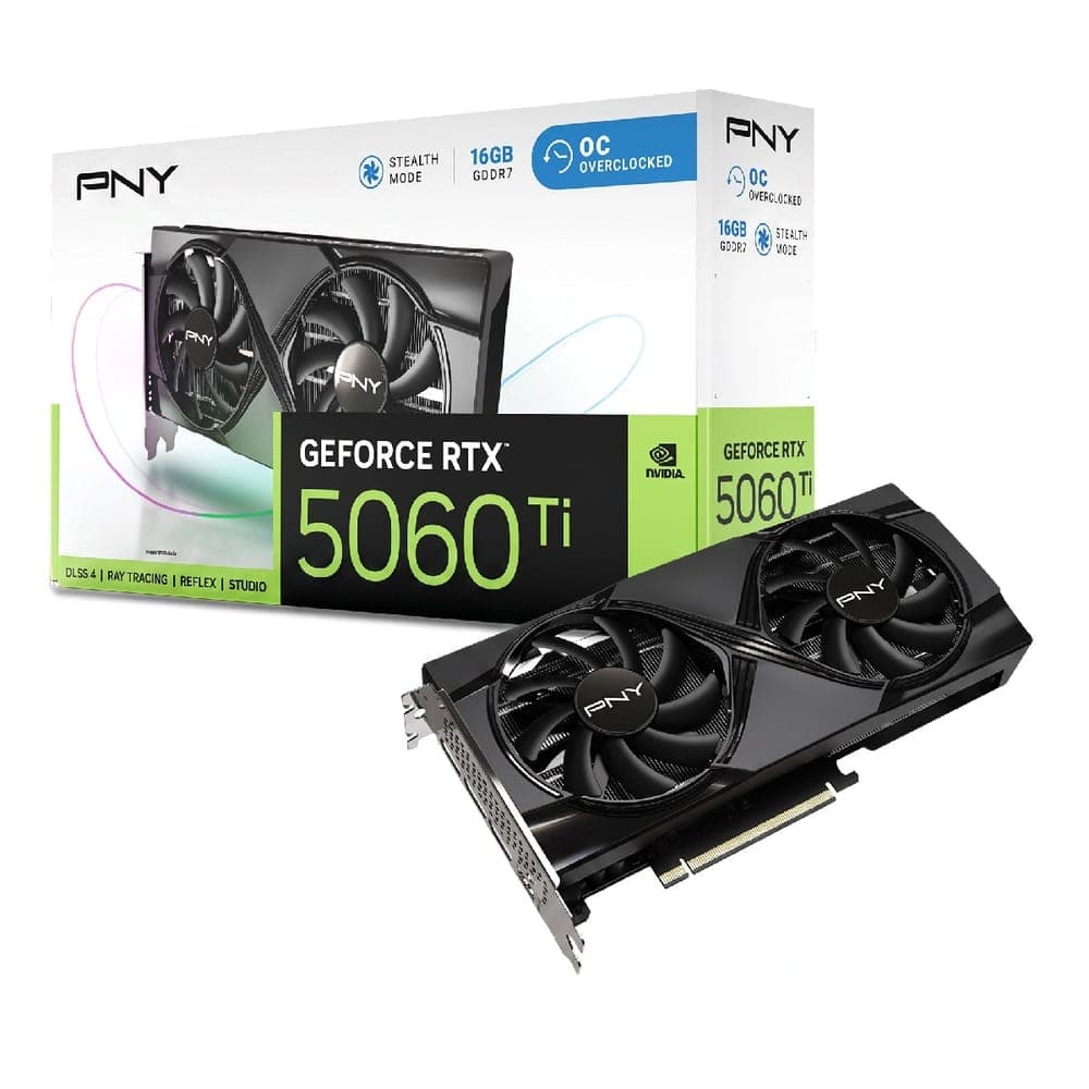 Placa de Vídeo GeForce RTX 5060 Ti 16GB GDDR7 128bits - Dual Fan OC - PNY VCG5060T16DFXPB1-O
