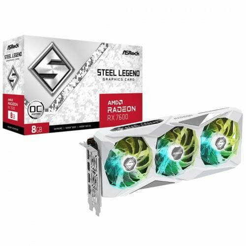 Placa de V�deo ASRock AMD Radeon RX 7600 Steel Legend OC, 8GB, GDDR6, FSR, Ray Tracing, Branca