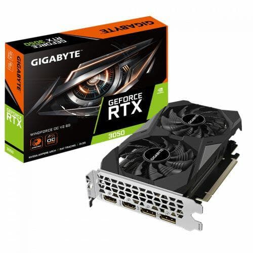 Placa de V�deo Gigabyte RTX 3050 Windforce OC NVIDIA GeForce, 6GB, GDDR6, DLSS, Ray Tracing - GV-N3050WF2OCV2-6GD