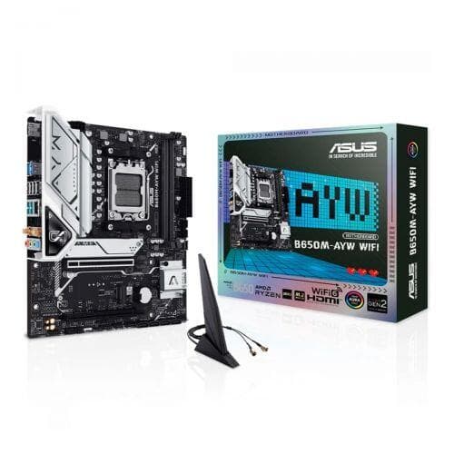 Placa-M�e ASUS B650M-AYW WIFI mATX, AM5, DDR5, PCIe 5.0, Wi-Fi 6 90MB1KI0-M0EAY0