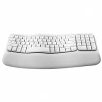 Teclado Sem Fio Logitech Wave Keys Bluetooth USB Ergonômico Branco US - 920-012282