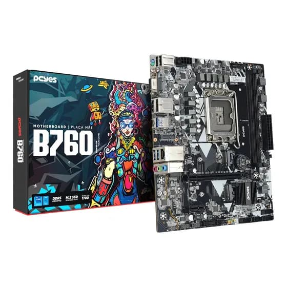 Placa Mãe Pcyes B760 Lga1700 2xddr5 (max 64gb) M.2 Nvme Cor Preto