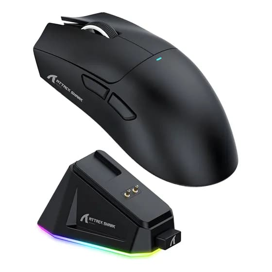 Mouse Gamer X11 Attack Shark Tri Mode 22000dpi Paw3311 Dock Cor Preto