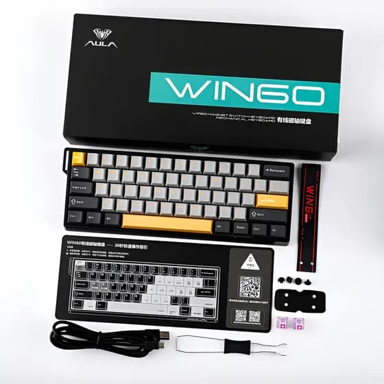 Teclado Aula 60% Magnético Inglês Internacional Cor Preto Com Luz Rgb