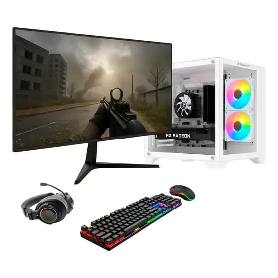 PC Gamer Completo BluePC FRAG, AMD Ryzen 7 5700X, Radeon RX 6600 8GB, B450, 16GB DDR4, SSD 512GB NVMe, Monitor 23" 75Hz, Kit Gamer - PGBP-FRA233