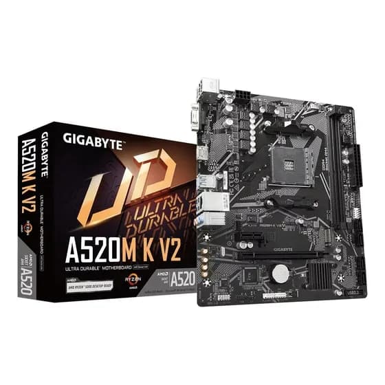 Placa Mãe A520M K V2 AMD AM4 MATX DDR4 Gigabyte Cor Preto