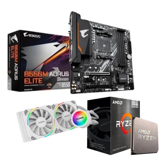 Kit Amd Ryzen 7 5700x + B550m + Water 3 Argb White 240m Branco