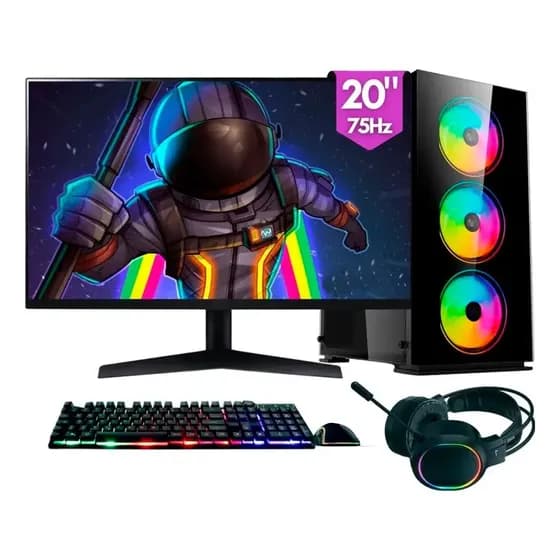 Computador Gamer Completo 2Eletro Rgb Intel Core i7 16Gb Ram Ssd 512Gb Fonte 500W Monitor 20" 75Hz Kit Gamer completo Pg2e-1014rg