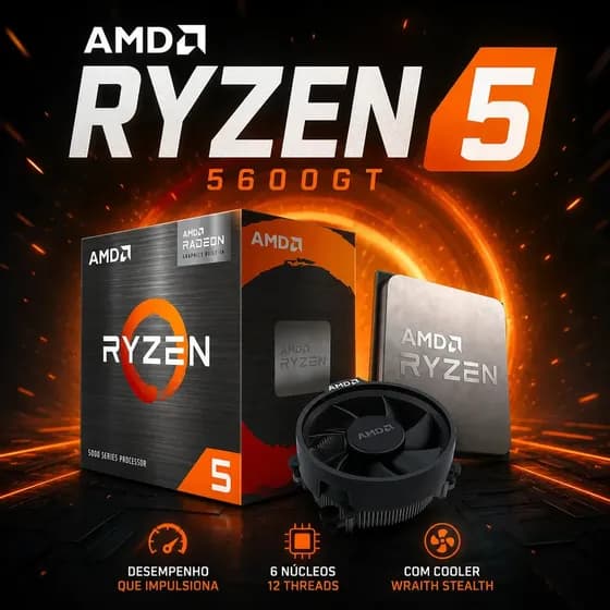 Processador AMD Ryzen 5 5600GT com Cooler, 3.6GHz (4.6GHz Turbo), 6-Cores 12-Thread