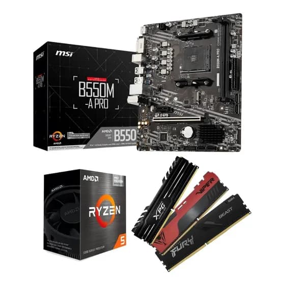 Kit Ryzen 5 5600gt + B550m Msi + 16gb Ddr4 3200mhz Preto