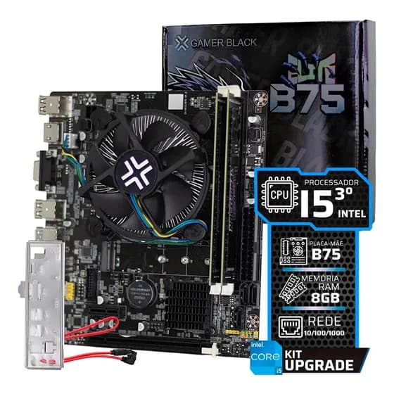 Kit Upgrade Intel I5-3470 + Cooler + Placa Mãe 1155 Ram 8gb Preto