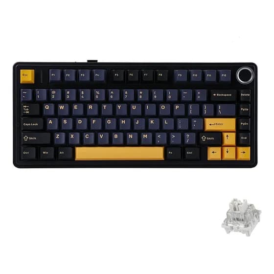 Teclado Aula F75 Sem Fio Mecânico Thunder Black Tri Mode Gasket Hot Swapp Inglês US