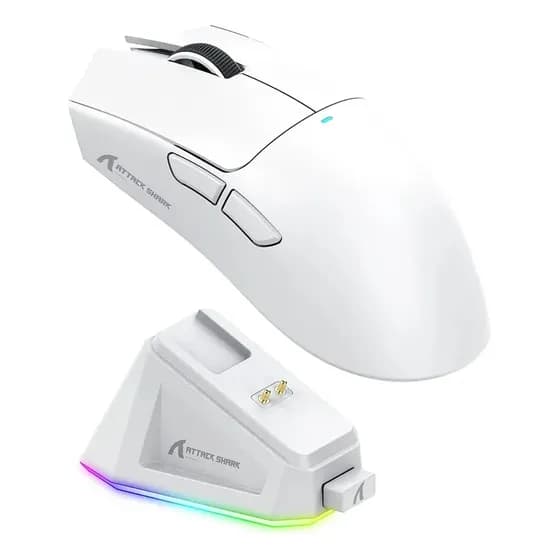 Mouse Gamer Attack Shark X11 22.000 DPI Ultraleve 63g Bluetooth 2.4GHz USB-C Branco