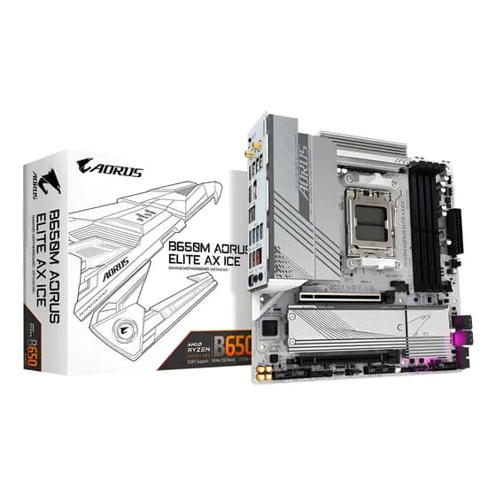 Placa Mãe Aorus Elite Ax Ice B650m Amd Socket Am5 Matx Cor Branco Gigabyte