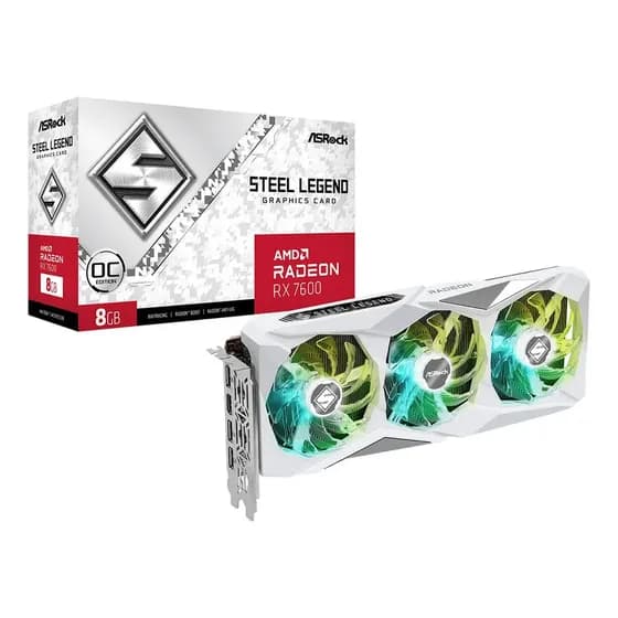 Placa de Vídeo ASRock Radeon RX 7600 Steel Legend OC 8GB GDDR6 PCIe 4.0