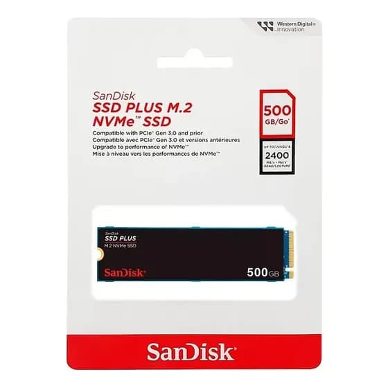 Ssd Sandisk Plus 500gb M.2 2280 Pcie Gen3 Nvme SDSSDA3N-500G-G26 Preto