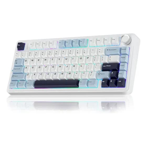 Teclado mecânico Aula F75 75% Wireless Bt5.0 USB-c Rgb Glacial Blue Idioma do teclado inglês EUA