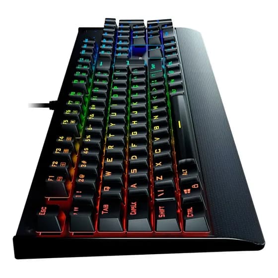 Teclado mecanico gamer Redragon Kala K557 QWERTY Outemu Brown português Brasil cor preto com luz RGB