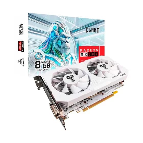 Placa De Video Clanm Radeon Amd Rx 580 Snow 8gb Gddr5 256bit Branca Hdmi Dvi Dp