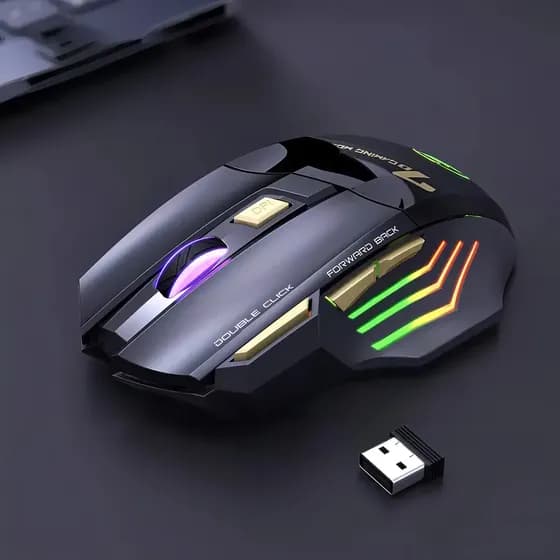 Mouse Gamer Sem Fio Shinka 3200 DPI Recarregável Preto 10m