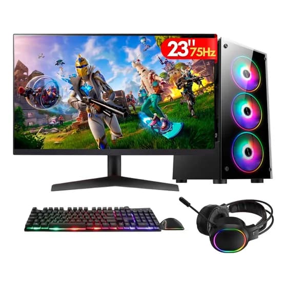 Pc Gamer Completo 2eletro Player, Intel Core I7, 16gb Ram, Placa De Vídeo Geforce 4gb, Ssd 256gb, Fonte 500w, Monitor 23 Full Hd 75hz, Kit Gamer Com Headset - Pg2e-led1009pl