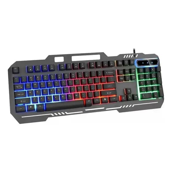 Teclado Gamer B-Max Semimecânico Rgb Led ABNT2 Cinza