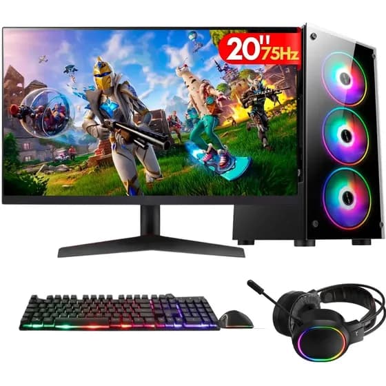 PC Gamer Completo 2Eletro Player Intel Core i5 16Gb Ram Placa de vídeo Geforce 4Gb Ssd 512Gb Fonte 500W Monitor 20" 75Hz Kit Gamer com Headset PG2E-LED1001PL
