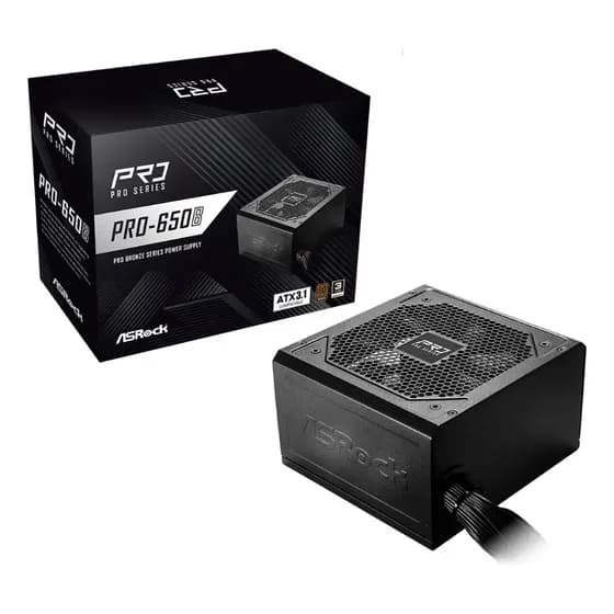 Fonte ASRock PRO-650B 650W ATX 80 Plus Bronze PFC Ativo Bivolt