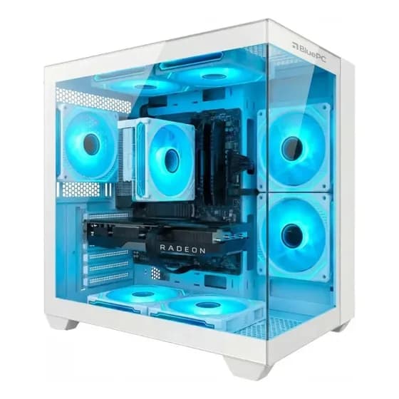 PC Gamer LUDIC by BluePC - AMD Ryzen 5 5500, Radeon RX 6600 8GB, 16GB RAM, SSD 512GB M.2 NVMe, 600W 80 Plus, Branco, 7 fans RGB - PGBP-LU2290
