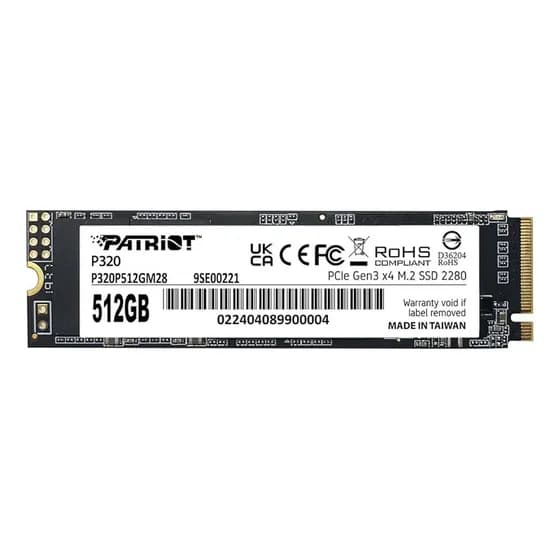 SSD NVMe M.2 Patriot P320 512GB Preto PCIe Gen 3.0 Gamer
