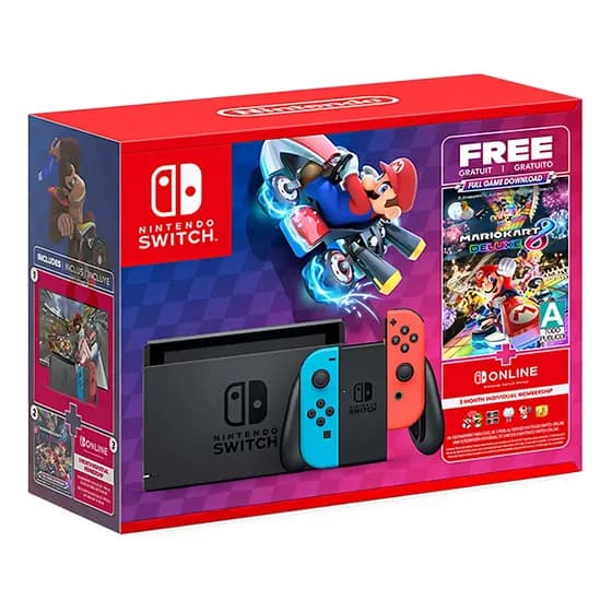 Console Switch V2 32gb Mario Kart 8 Deluxe Vermelho, Azul E Preto Nintendo Vermelho-néon/azul-néon/preto