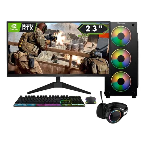 PC Gamer Completo 2Eletro FPS Intel Core i7 16GB RAM Geforce RTX 3050 8GB SSD 1TB Fonte 600W Monitor 23"Full HD 75Hz Kit Gamer com Headset PG2E-0133FP