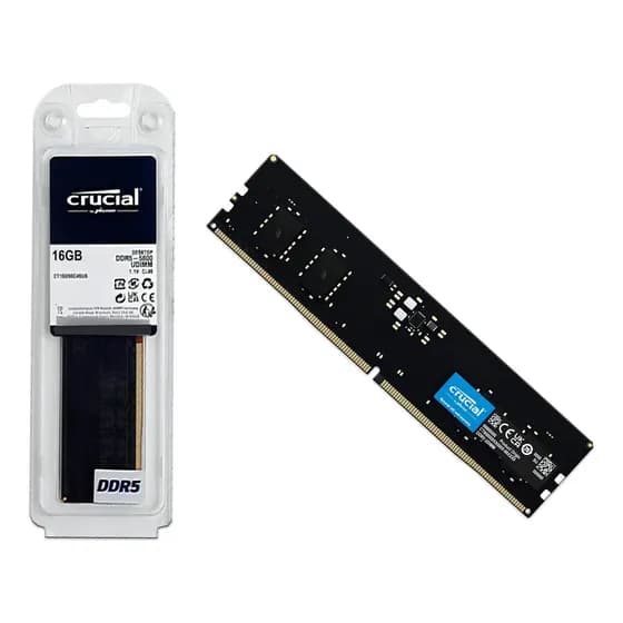 Memória Ram Para Pc Ddr5 16gb 5600mhz Cl46 Crucial Basics Ct16g56c46u5 Desktop Udimm Preto