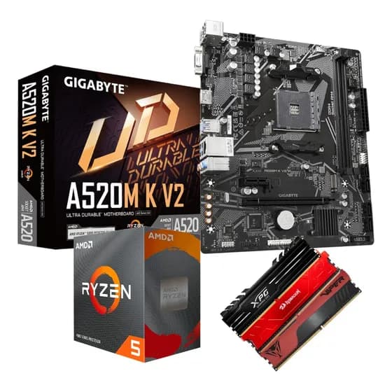 Kit Upgrade Amd Ryzen 5 5600gt 4.6ghz + A520m-k + 2x 8gb Cor Preto