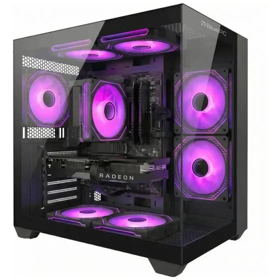 PC Gamer LUDIC by BluePC - AMD Ryzen 5 5500, Radeon RX 6600 8GB, 16GB RAM, SSD 512GB M.2 NVMe, 600W 80 Plus, Preto, 7 fans RGB - PGBP-LU2106