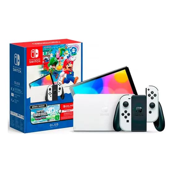 Console Nintendo Switch OLED 64gb Edição Super Mario Bros Wonder 12 Meses Assinatura Online Nintendo